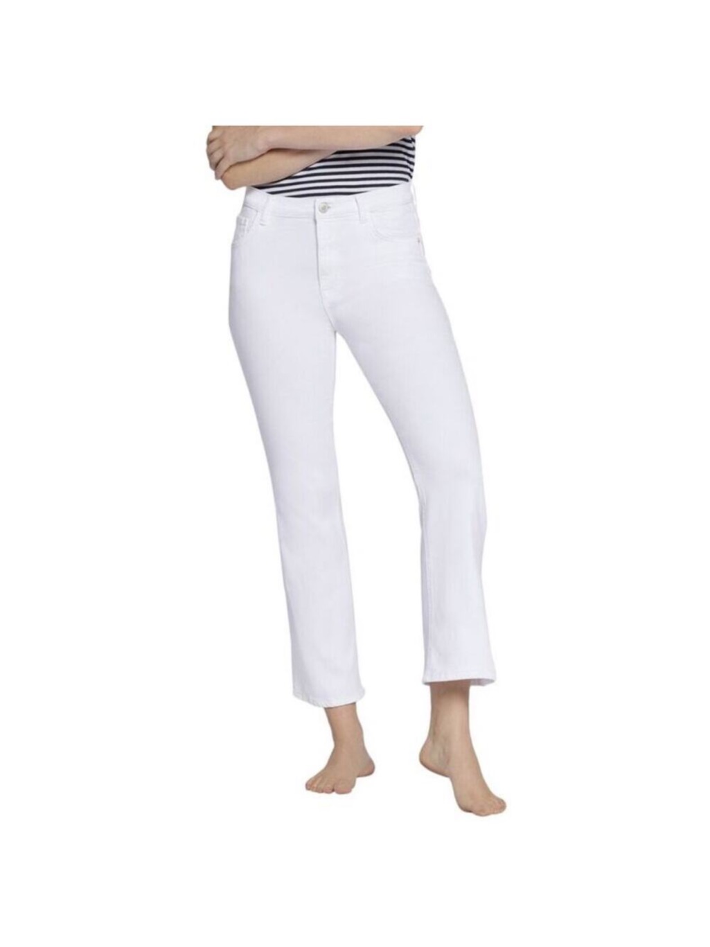 Nwt Current/Elliott The Boulevard White Mid Rise Cropped Straight Jeans Sz 26